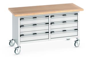 1500mm Wide Storage Benches Bott Mobile Bench1500Wx750Dx840mmH - 6 Drawers & MPX Top